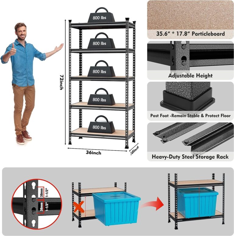 WORKPRO 5 Tier Metal Storage Shelving Unit 36W X 18D X 72H