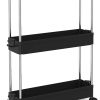 SPACEKEEPER 3 Tier Slim Storage Cart Mobile Shelving Unit Organizer Slide Out, white