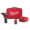 Milwaukee 2401-22 M12 12V Lithium-Ion Cordless 1/4 in. Hex Screwdriver Kit with Two 1.5Ah Batteries, Charger and Tool Bag