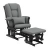 Storkcraft Tuscany Gray Cushion Black Glider and Ottoman Set