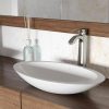 VIGO VG04011 Matte Stone Wisteria Composite Oval Vessel Bathroom Sink, White