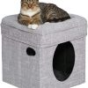 MidWest Curious Cube Condo + Catty Scratch Cat Scratcher with Catnip, Small, Silver