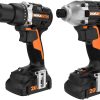 Worx WX960L Nitro 20V Cordless Impact Driver & Drill/Driver Brushless Combo Kit