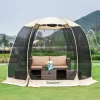 Alvantor  10-ft x 8.5-ft Beige Fabric Hexagon Screened Pop-up Gazebo