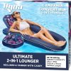 Aqua Campania Ultimate 2-in-1 Pool Float Lounge – Extra Large – Inflatable Pool Floats for Adults with Adjustable Backrest & Cupholder Caddy – Navy Hibiscus