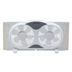 Comfort Zone  9 in. 3-Speed Expandable Reversible Twin Window Fan with Remote Control and Removable Cover and Bug Screen