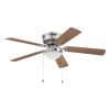 Harbor Breeze  Armitage 52-in Brushed Nickel LED Indoor Flush Mount Ceiling Fan with Light (5-Blade)