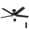 Hunter Aerodyne 52-in Matte Black LED Indoor Smart Ceiling Fan with Light Remote (5-Blade)