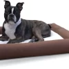 K&H Pet Products Deluxe Lectro-Soft Outdoor Heated Bolster Cat & Dog Bed, Medium Chocolate/Tan 