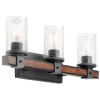 Kichler  Barrington 22-in 3-Light Distressed Black and Wood Tone Rustic Vanity Light