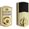 Kwikset  SmartCode 913 Lifetime Polished Brass Single Cylinder Electronic Deadbolt Lighted Keypad