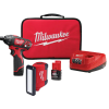 Milwaukee 2401-22-2367-20 M12 12-Volt Li-Ion Cordless 1/4 in. Hex Screwdriver Kit w/ M12 Service & Repair 700 Lumens Flood Light w/ USB Charging