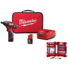 Milwaukee 2401-22-48-32-4023 M12 12-Volt Lithium-Ion Cordless 1/4 in. Hex Screwdriver Kit with SHOCKWAVE Driver Bit Set (45-Piece)