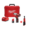 Milwaukee 2462-22-2457-20 M12 12V Cordless 1/4 in. Hex Impact Driver Combo Kit with M12 3/8 in. Ratchet (Tool-Only)