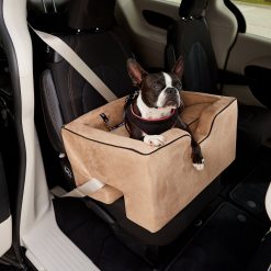 Pet Gear Large Car Booster, Removable Comfort Pillow, Safety Tether Included, Installs in Seconds, No Tools Required, Large, Tan