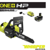 RYOBI P2570 ONE+ HP 18V Brushless Whisper Series 12 in. Cordless Battery Chainsaw with 6.0 Ah Battery and Charger