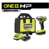 RYOBI PBLID02K ONE+ HP 18V Brushless Cordless 1/4 in. 4-Mode Impact Driver Kit w/(2) 2.0 Ah HIGH PERFORMANCE Battery, Charger, Bag