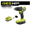 RYOBI PSBHM01K ONE+ HP 18V Brushless Cordless Compact 1/2 in. Hammer Drill Kit with (1) 1.5 Ah Battery and Charger