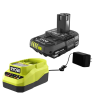 RYOBI PSK005 ONE+ 18V Lithium-Ion 2.0 Ah Compact Battery and Charger Starter Kit