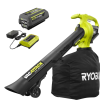 RYOBI RY40451 40V Vac Attack Cordless Leaf Vacuum/Mulcher with 5.0 Ah Battery and Charger