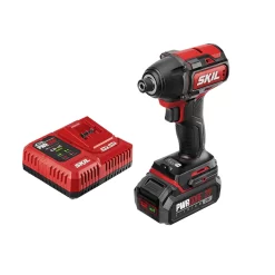 SKIL ID573902 Pwrcore 20 Brushless 20V 1/4" Hex Impact Driver, Includes 2.0Ah Lithium Battery & Pwrjump Charger