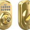 Schlage  Keypad Plymouth Bright Brass Single Cylinder Electronic Deadbolt Lighted Keypad