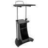 Techni Mobili Sit-to-Stand Rolling Adjustable Height Laptop Cart With Storage, Graphite