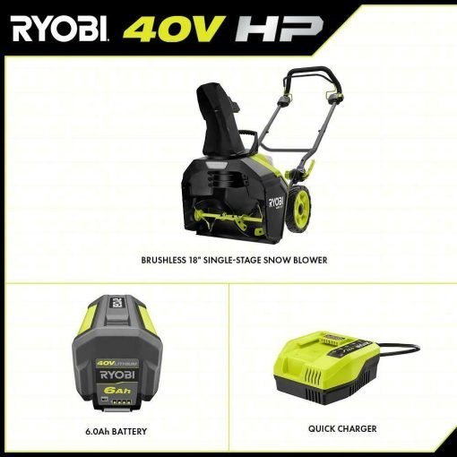 RYOBI RY40890VNM 40V HP Brushless 18 In. Single-Stage Cordless Electric ...