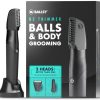 Ballsy B2 Groin & Body Trimmer for Men, Includes 2 Quick Change Heads, Waterproof, Cordless Charging Base for The Ultimate Close Shave