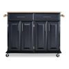 HOMESTYLES Dolly Madison Black Kitchen Cart with Natural Wood Top