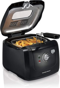 Hamilton Beach 35021 Electric Deep Fryer, Cool Touch Sides Easy to Clean Nonstick Basket, 8 Cups / 2 Liters Oil Capacity, Black