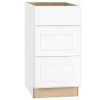 Hampton Bay Hampton Satin White Raised Panel Assembled Drawer Base Kitchen Cabinet with Drawer Glides (18 in. x 34.5 in. x 24 in.)