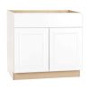 Hampton Bay Hampton Satin White Raised Panel Stock Assembled Base Kitchen Cabinet with Drawer Glides (36 in. x 34.5 in. x 24 in.)