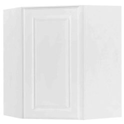 Hampton Bay Hampton Satin White Raised Panel Stock Assembled Diagonal Corner Wall Kitchen Cabinet (24 in. x 30 in. x 12 in.)