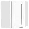 Hampton Bay Shaker Satin White Stock Assembled Diagonal Corner Wall Kitchen Cabinet (24 in. x 30 in. x 12 in.)