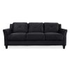 Lifestyle Solutions Harvard 31.5 in. Black Microfiber 4-Seater Tuxedo Sofa with Flared Arms