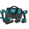 Makita XT269M 18V LXT Lithium-Ion Brushless Cordless Hammer Drill and Impact Driver Combo Kit (2-Tool) w/ (2) 4Ah Batteries, Bag