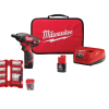 Milwaukee 2401-22-48-32-4497 M12 12-Volt Lithium-Ion Cordless 1/4 in. Hex Screwdriver Kit with SHOCKWAVE Alloy Steel Screwdriver Bit Set (72-Piece)