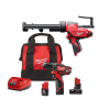 Milwaukee 2407-22-2441-20-48-11-2460 M12 12V Lithium-Ion Cordless 3/8 in. Drill/Driver Kit with M12 10 oz. Caulk & Adhesive Gun & 6.0 Ah XC Battery Pack