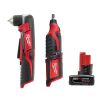 Milwaukee 2415-20-2460-20-48-11-2460 M12 12V Lithium-Ion Cordless 3/8 in. Right Angle Drill with M12 Rotary Tool and 6.0 Ah XC Battery Pack