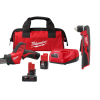 Milwaukee 2420-21-2415-20-48-11-2460 M12 12V Li-Ion HACKZALL Cordless Reciprocating Saw Kit with M12 3/8 in. Right Angle Drill and 6.0Ah XC Battery Pack