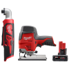 Milwaukee 2467-20-2445-20-48-11-2460 M12 12V Lithium-Ion Cordless 1/4 in. Right Angle Hex Impact Driver w/M12 Cordless Jig Saw and 6.0Ah XC Battery Pack