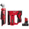 Milwaukee 2467-20-2447-20-48-11-2460 M12 12V Li-Ion Cordless 1/4 in. Right Angle Hex Impact Driver w/M12 3/8 in. Crown Stapler and 6.0Ah XC Battery Pack