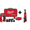 Milwaukee 2505-22-2457-20 M12 FUEL 12V Lithium-Ion Brushless Cordless 4-in-1 Installation 3/8 in. Drill Driver Kit W/ M12 3/8 in. Ratchet