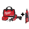 Milwaukee 2520-21XC-2460-20 M12 FUEL 12-Volt Lithium-Ion Brushless Cordless HACKZALL Reciprocating Saw Kit with M12 Rotary Tool