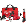 Milwaukee 2522-21XC-2457-20 M12 FUEL 12-Volt 3 in. Lithium-Ion Brushless Cordless Cut Off Saw Kit W/ M12 3/8 in. Ratchet