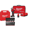 Milwaukee 2555-22-49-66-7011 M12 FUEL 12V Cordless Brushless Stubby 1/2 in. Impact Wrench Kit with 1/2 in. Drive SAE Deep Socket Set (12-Piece)