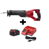 Milwaukee 2621-20-48-59-1850 M18 18V Lithium-Ion Cordless SAWZALL Reciprocating Saw with M18 Starter Kit (1) 5.0Ah Battery and Charger