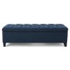 Noble House Dark Blue Tufted Fabric Storage Bench