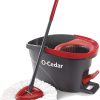 O-Cedar EasyWring Microfiber Spin Mop, Bucket Floor Cleaning System, Red, Gray